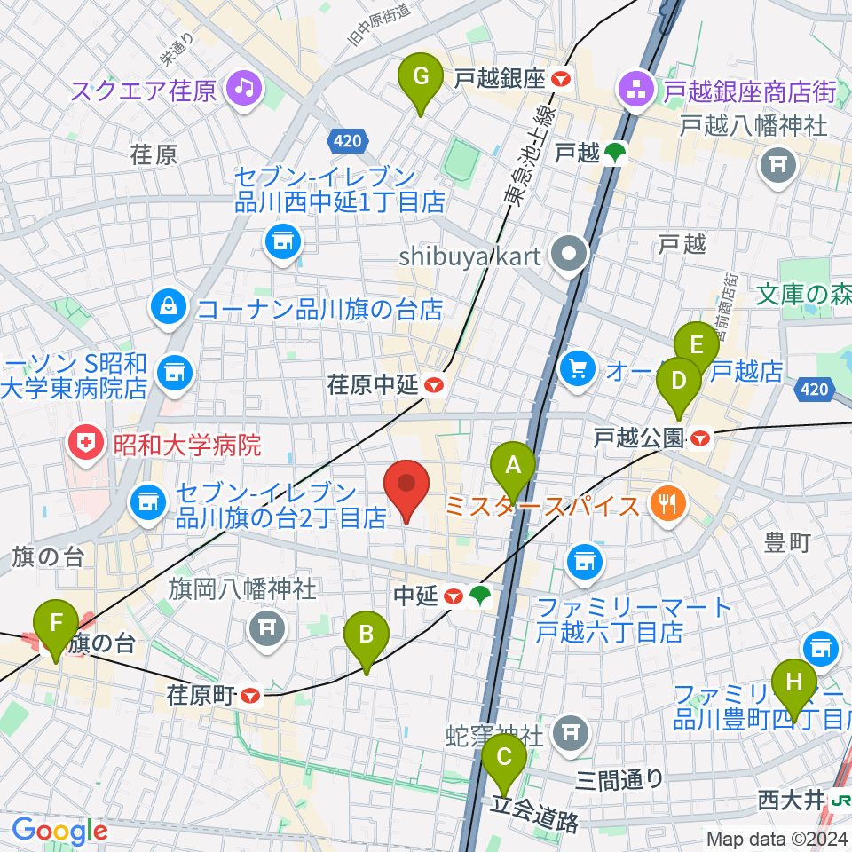 中延アイランドスタジオ周辺のホテル一覧地図