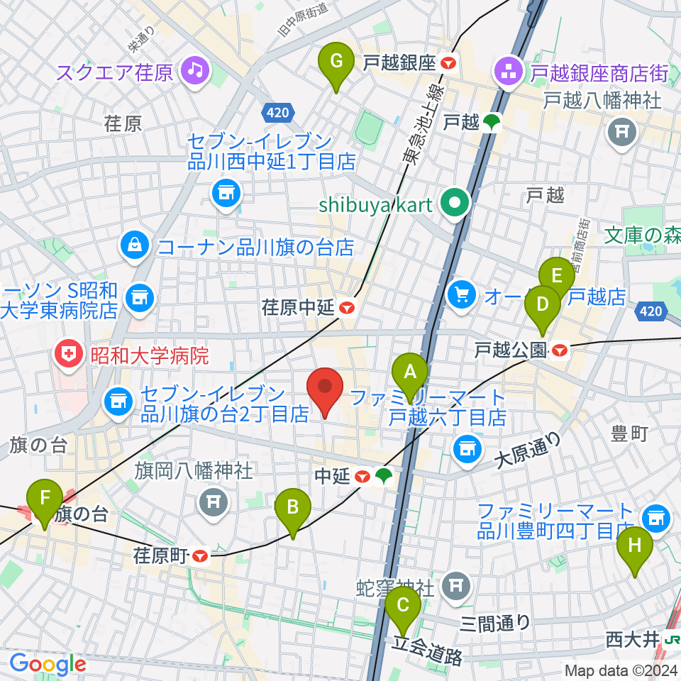 中延アイランドスタジオ周辺のホテル一覧地図