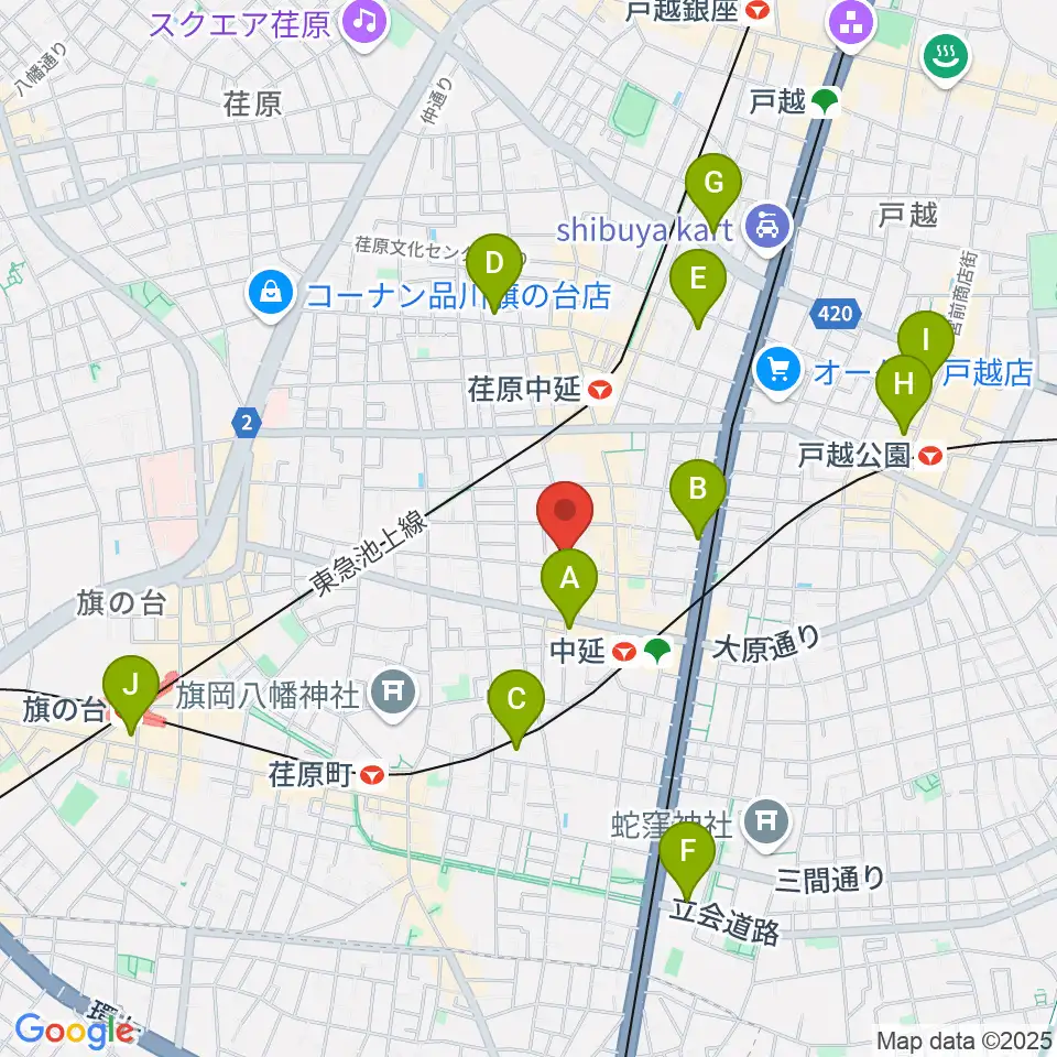 中延アイランドスタジオ周辺のホテル一覧地図