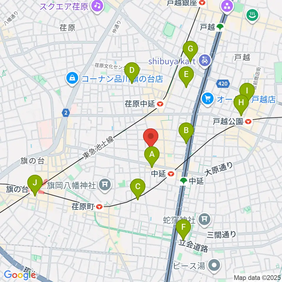 中延アイランドスタジオ周辺のホテル一覧地図