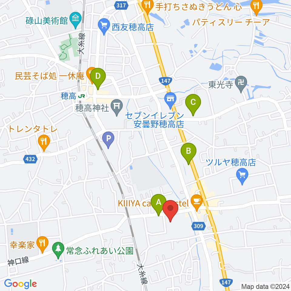 穂高交流学習センターみらい周辺のホテル一覧地図