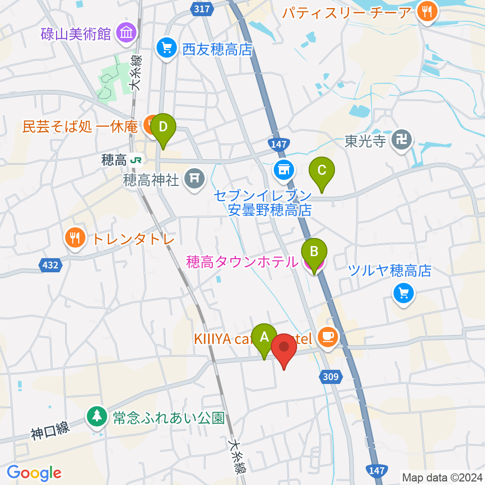 穂高交流学習センターみらい周辺のホテル一覧地図