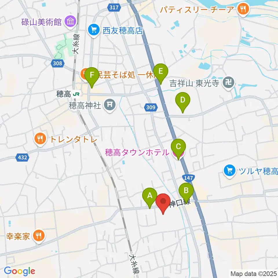 穂高交流学習センターみらい周辺のホテル一覧地図
