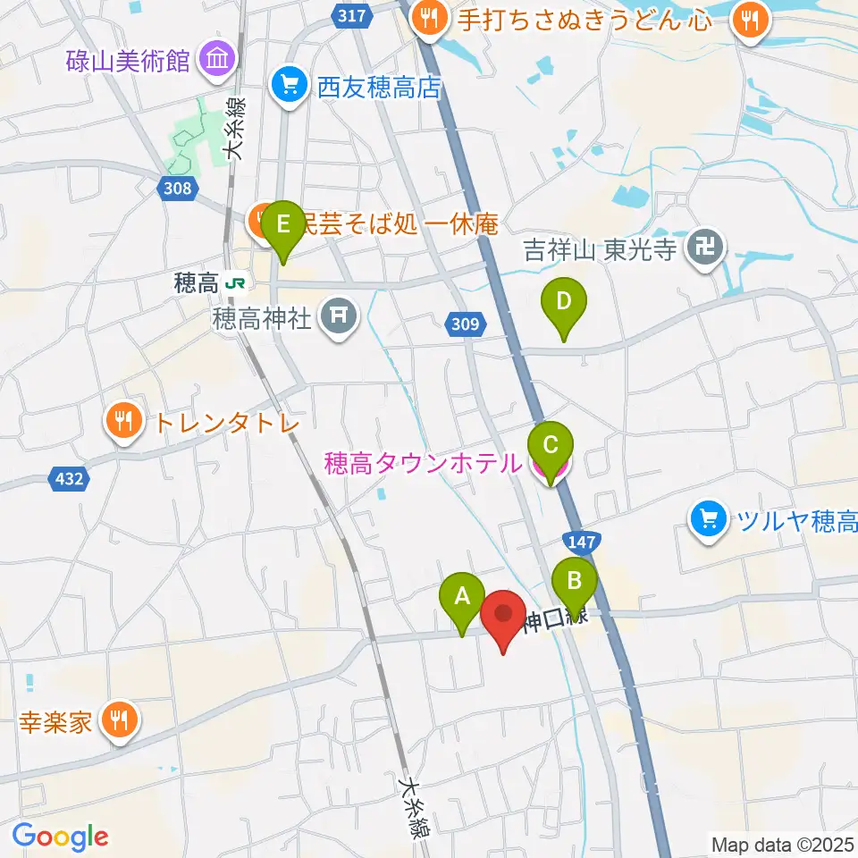 穂高交流学習センターみらい周辺のホテル一覧地図