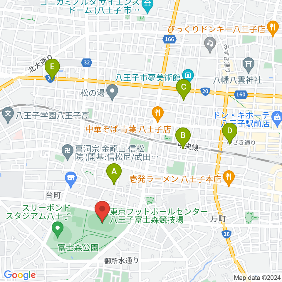 東京フットボールセンター八王子富士森競技場周辺のホテル一覧地図