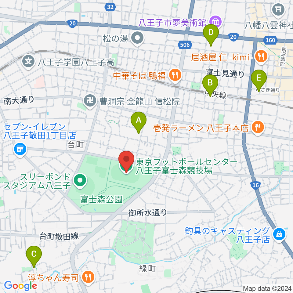 東京フットボールセンター八王子富士森競技場周辺のホテル一覧地図