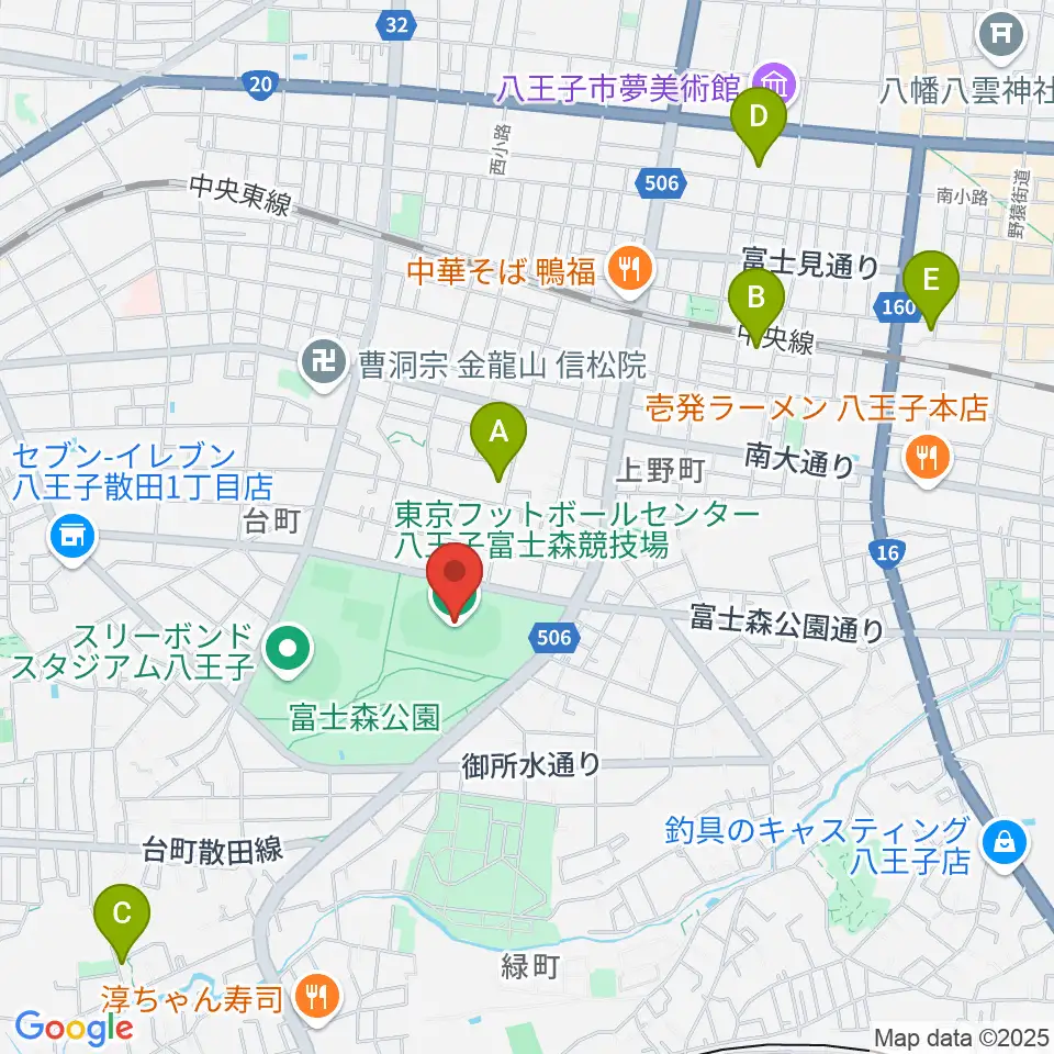 東京フットボールセンター八王子富士森競技場周辺のホテル一覧地図