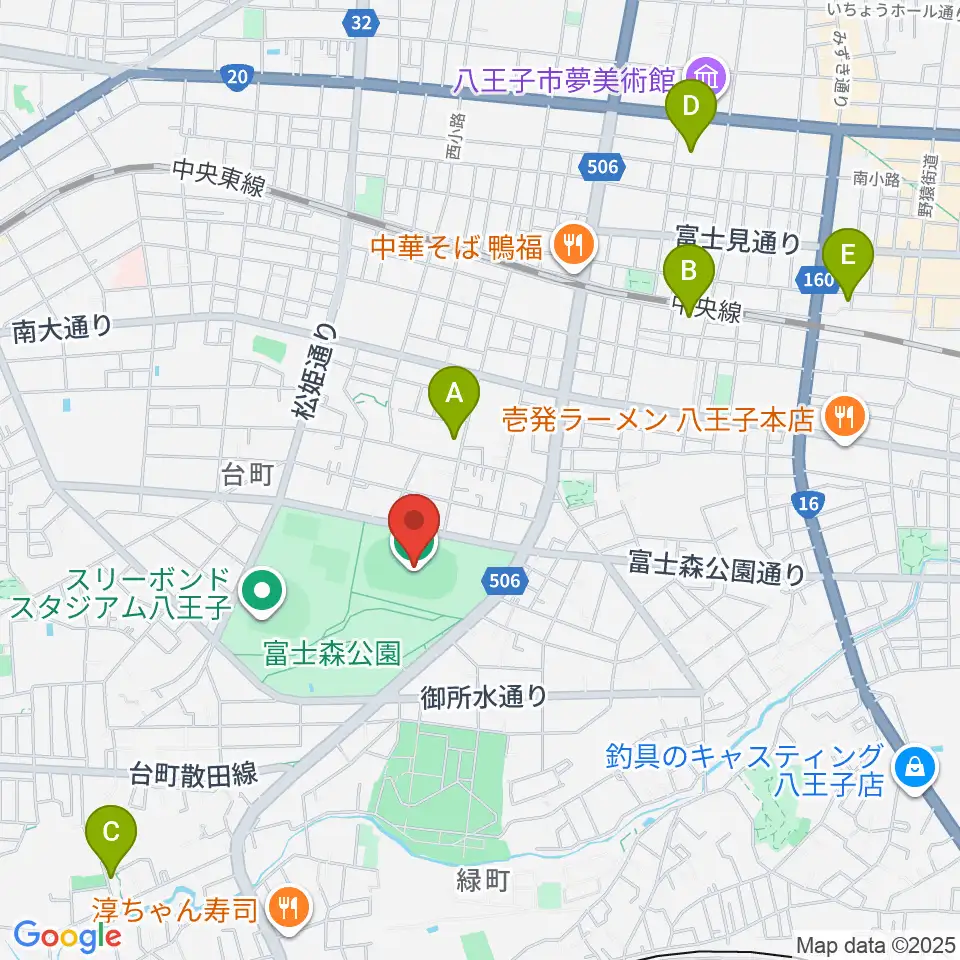 東京フットボールセンター八王子富士森競技場周辺のホテル一覧地図