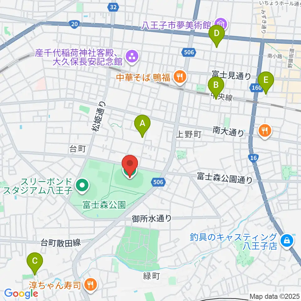 東京フットボールセンター八王子富士森競技場周辺のホテル一覧地図