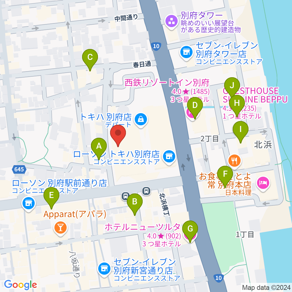 ぶらり劇場別府座周辺のホテル一覧地図