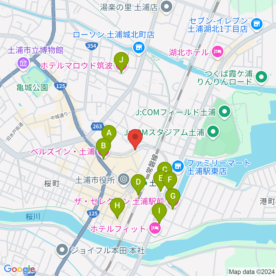 土浦VBOX周辺のホテル一覧地図