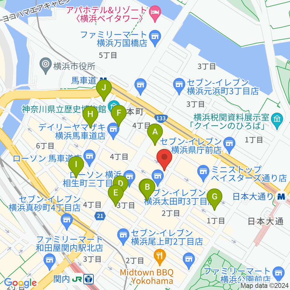 ホムラサウンド横浜スタジオ周辺のホテル一覧地図