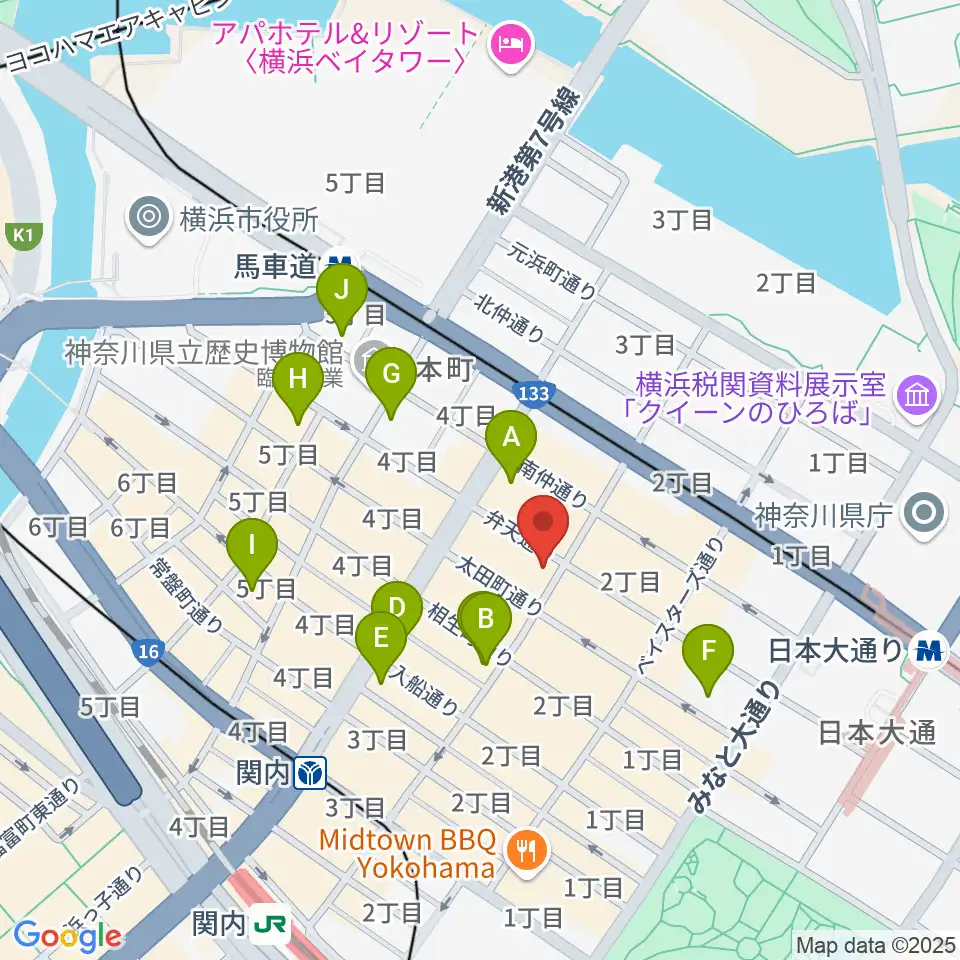 ホムラサウンド横浜スタジオ周辺のホテル一覧地図
