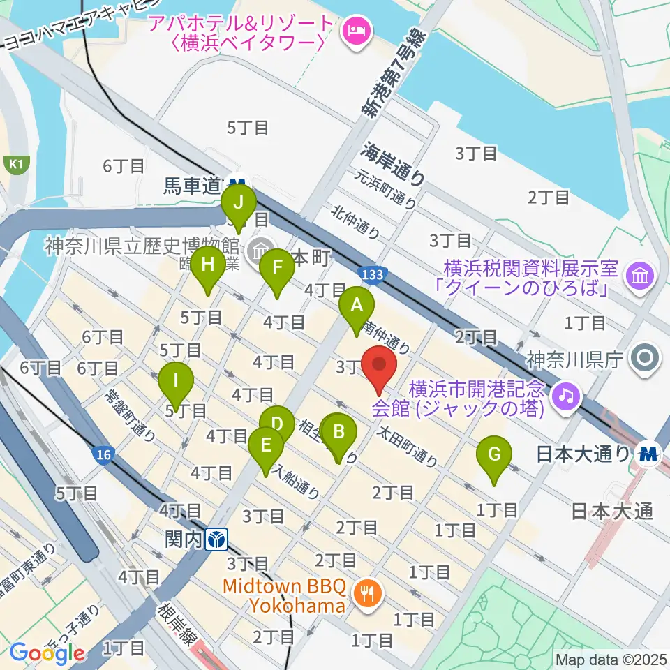 ホムラサウンド横浜スタジオ周辺のホテル一覧地図