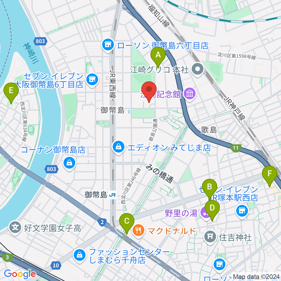 近藤技研工業 西淀川区民ホール周辺のホテル一覧地図