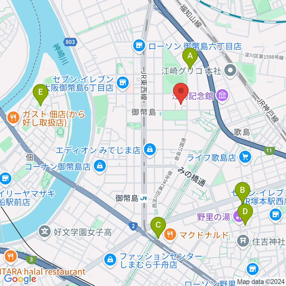 近藤技研工業 西淀川区民ホール周辺のホテル一覧地図