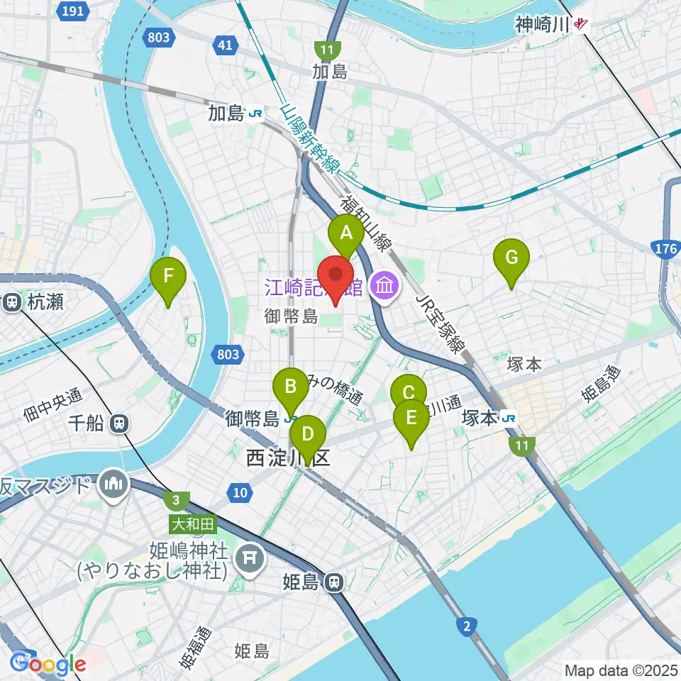 近藤技研工業 西淀川区民ホール周辺のホテル一覧地図