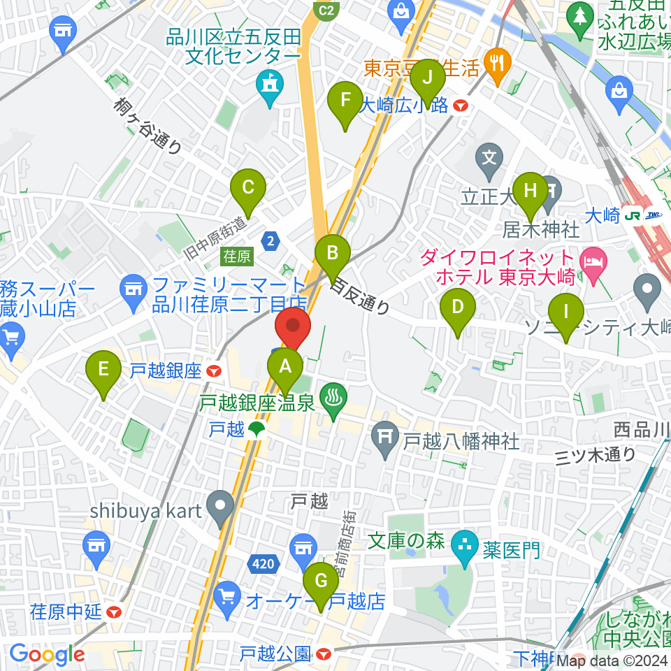 FMしながわ　周辺のホテル一覧地図