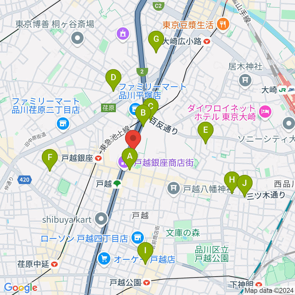 FMしながわ　周辺のホテル一覧地図