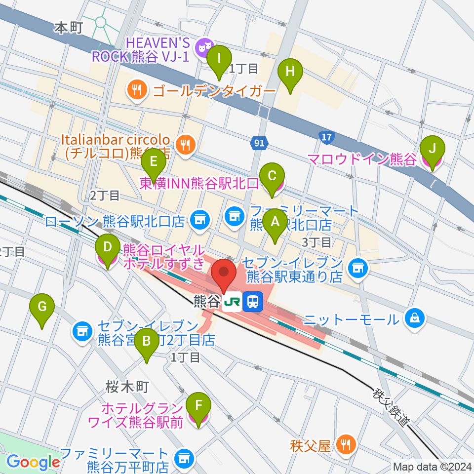 FMクマガヤ周辺のホテル一覧地図