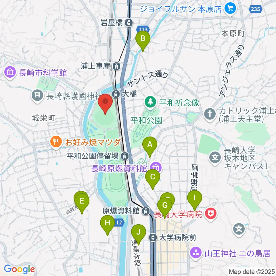 長崎ビッグNスタジアム 長崎県営野球場周辺のホテル一覧地図