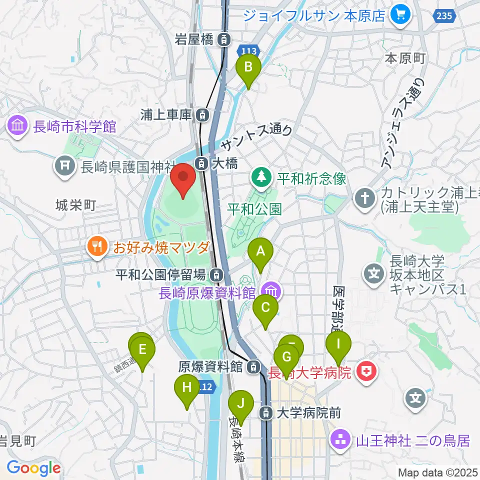 長崎ビッグNスタジアム 長崎県営野球場周辺のホテル一覧地図