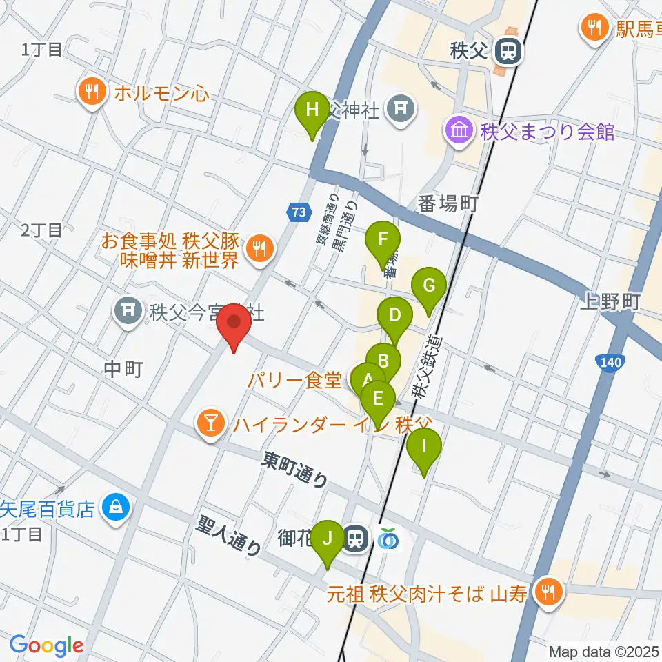 ちちぶエフエム周辺のホテル一覧地図