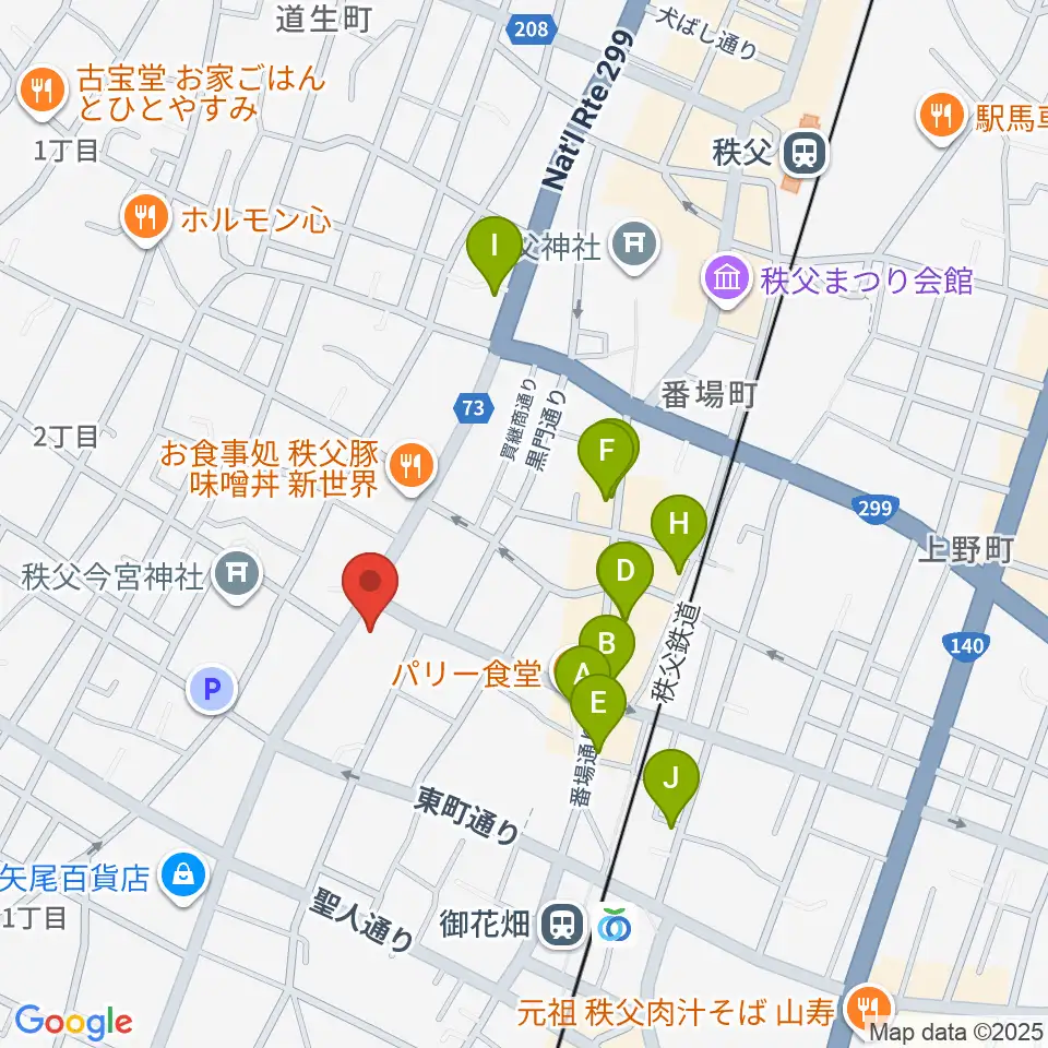 ちちぶエフエム周辺のホテル一覧地図
