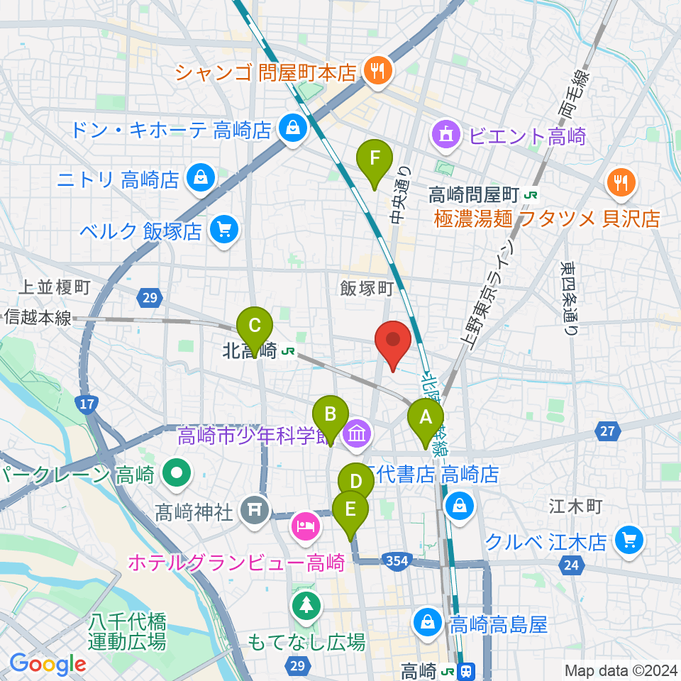 高崎市総合福祉センター周辺のホテル一覧地図