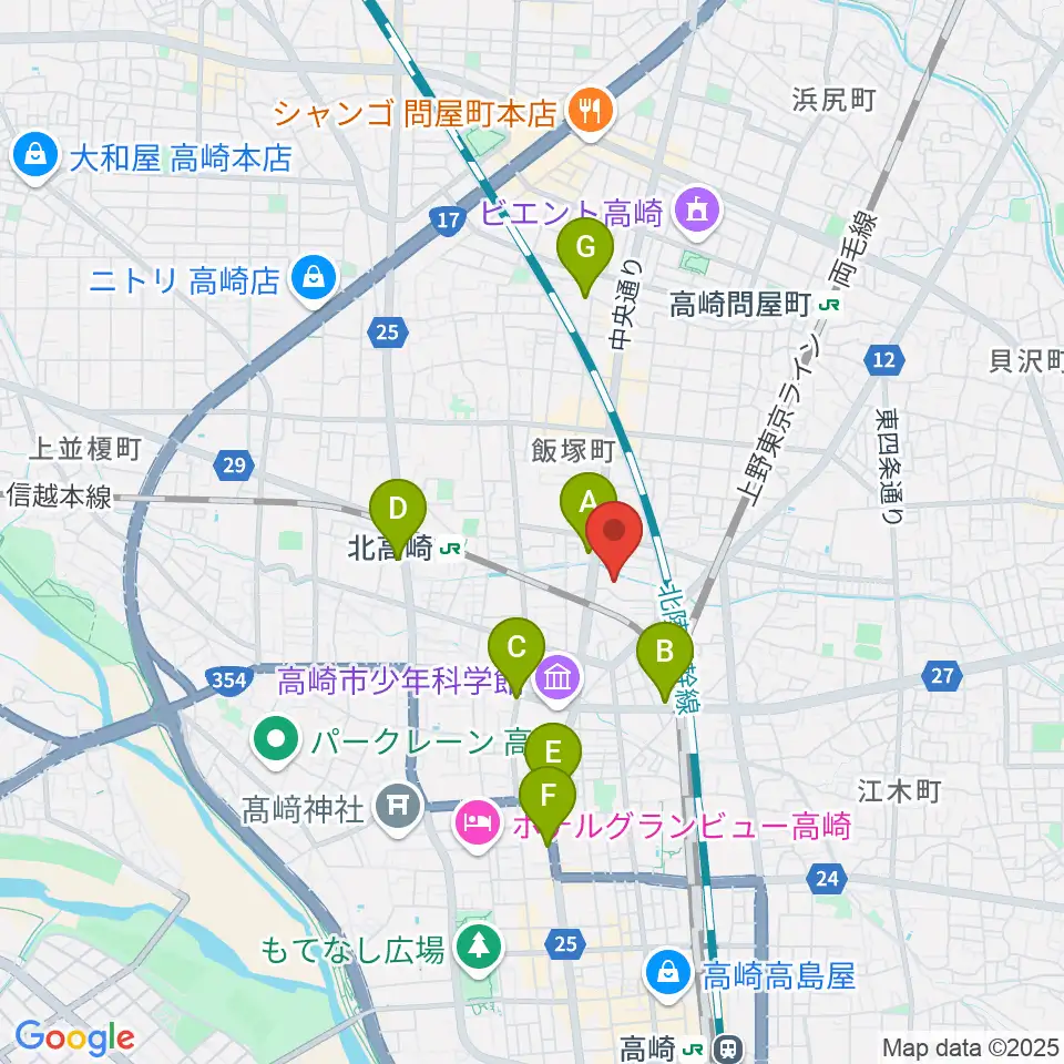 高崎市総合福祉センター周辺のホテル一覧地図