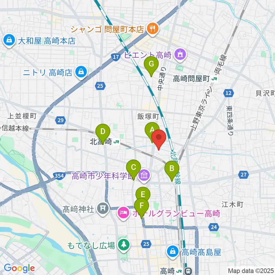 高崎市総合福祉センター周辺のホテル一覧地図