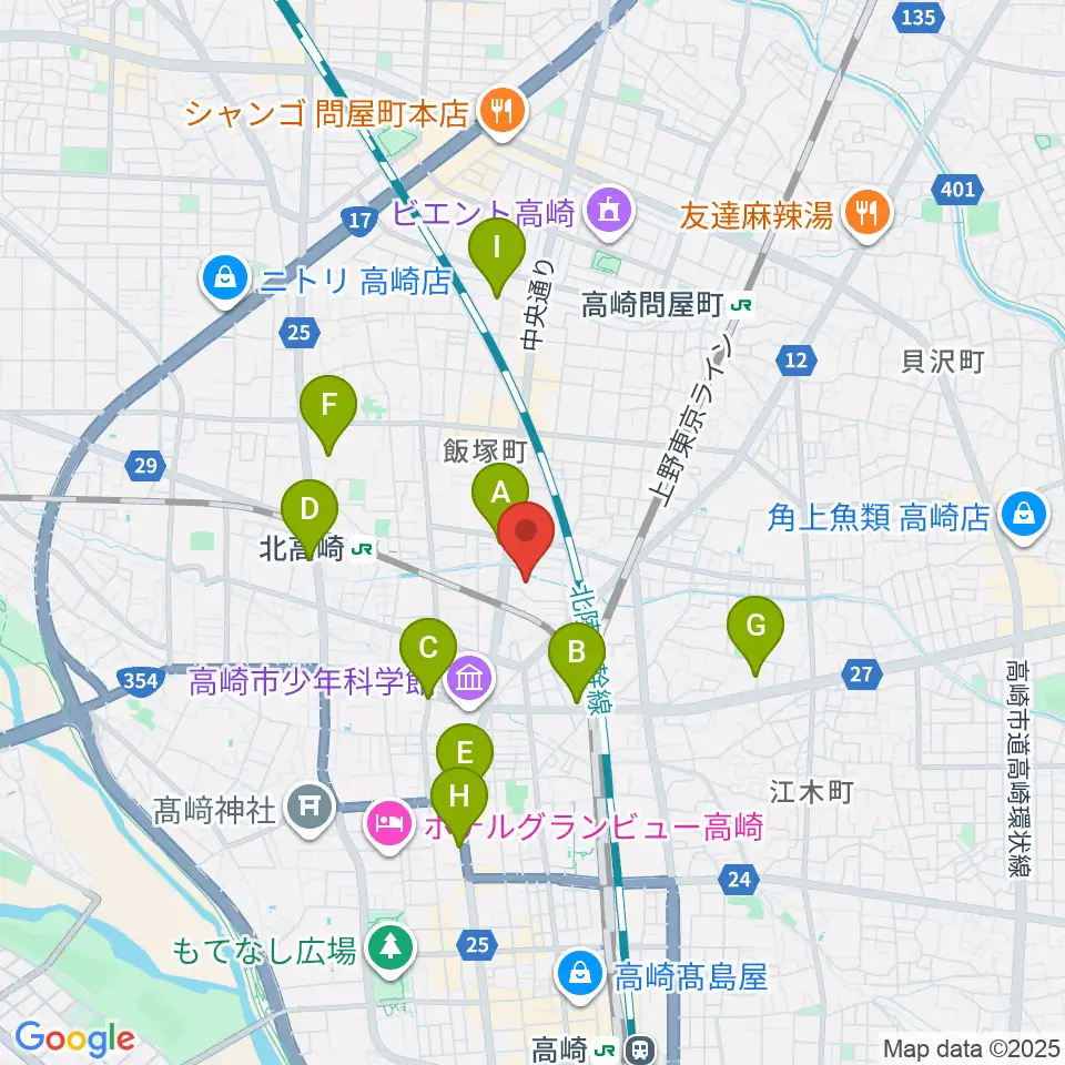 高崎市総合福祉センター周辺のホテル一覧地図