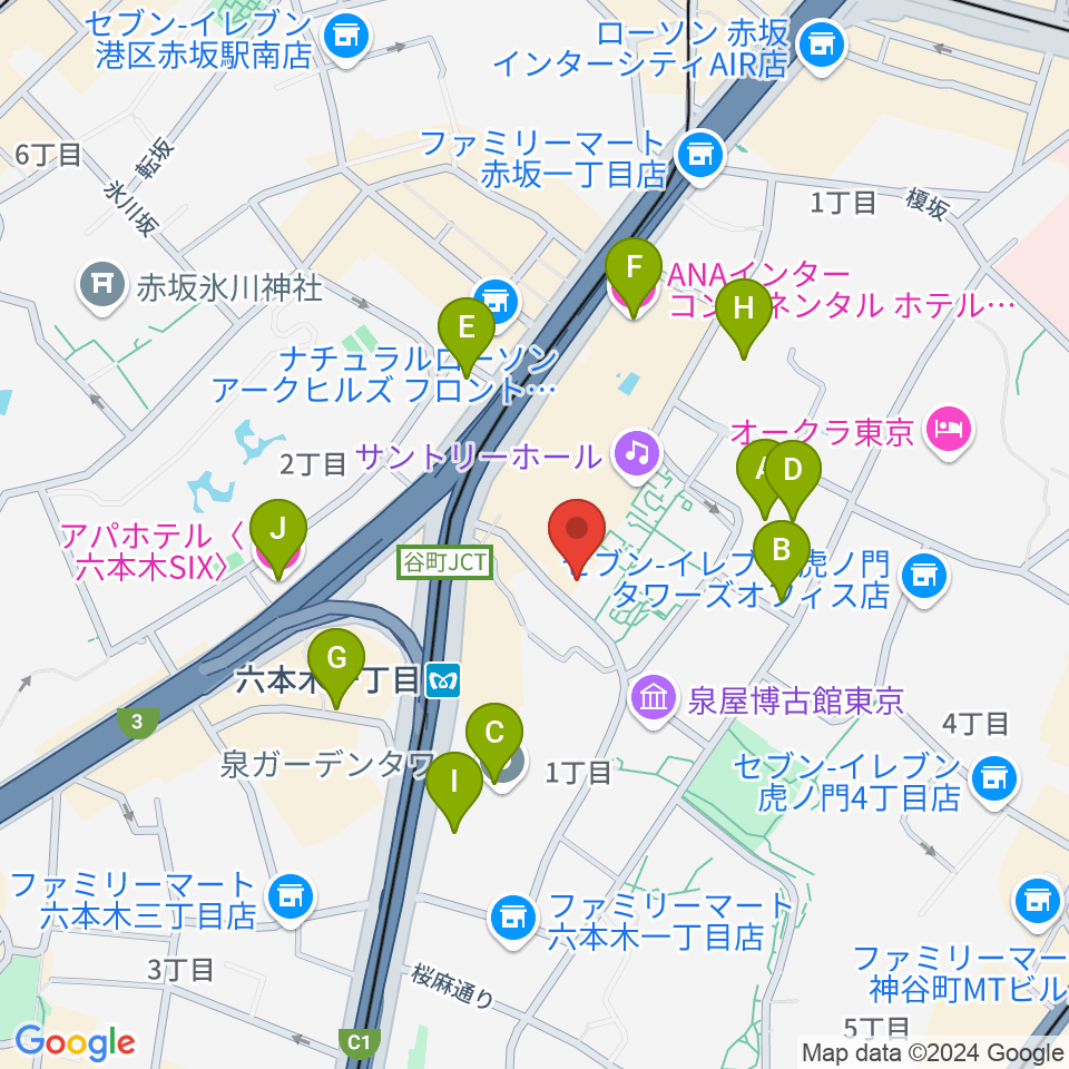 六本木アークヒルズカフェ周辺のホテル一覧地図