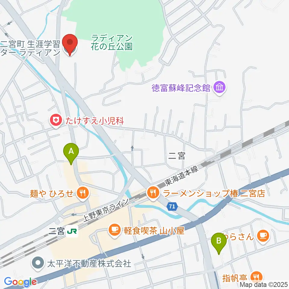 二宮町生涯学習センターラディアン周辺のホテル一覧地図