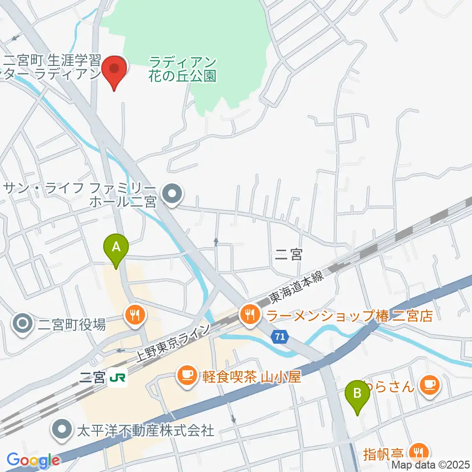二宮町生涯学習センターラディアン周辺のホテル一覧地図