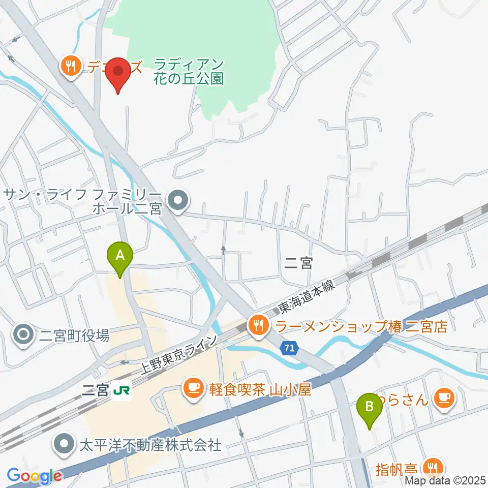 二宮町生涯学習センターラディアン周辺のホテル一覧地図