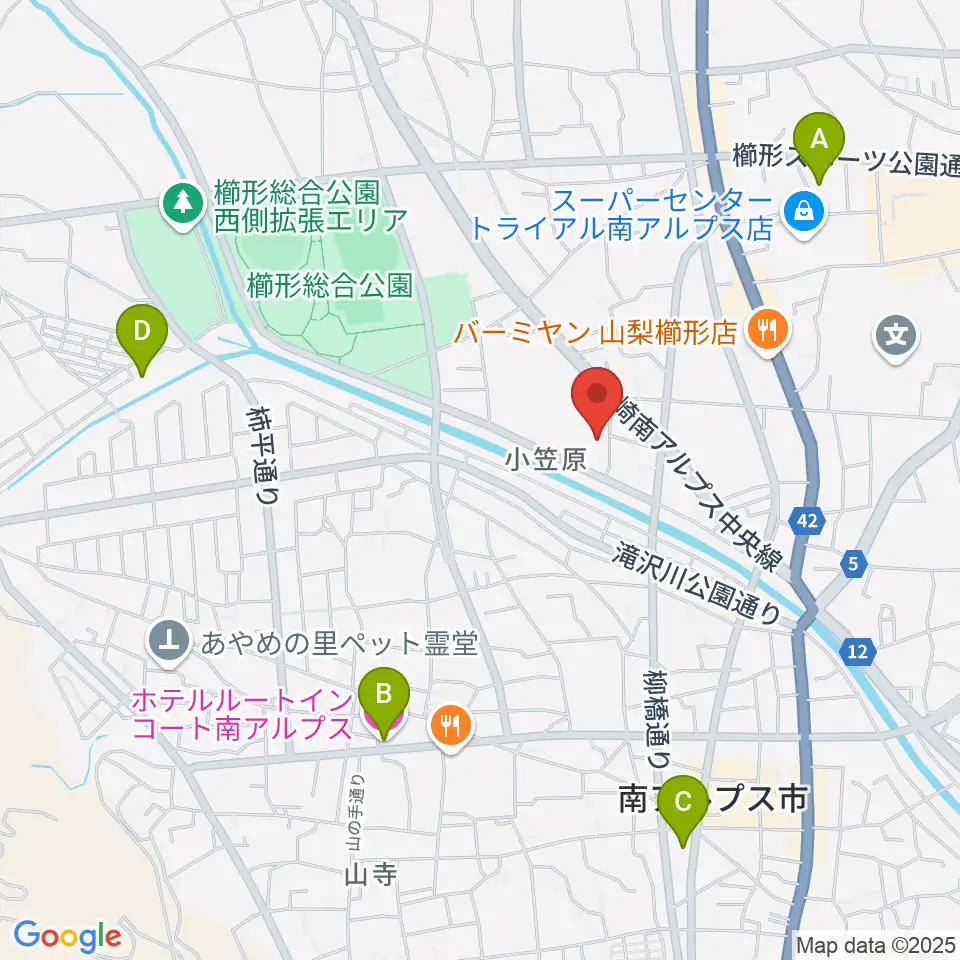 南アルプス市櫛形生涯学習センター周辺のホテル一覧地図