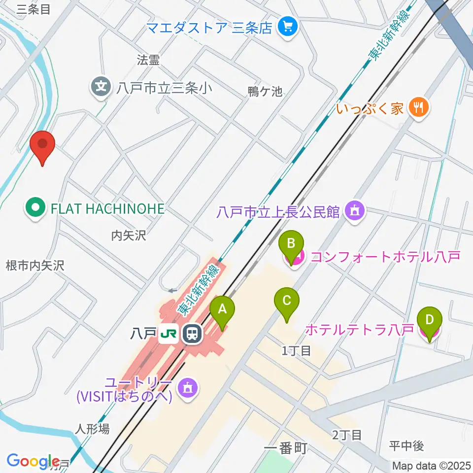 フラット八戸周辺のホテル一覧地図