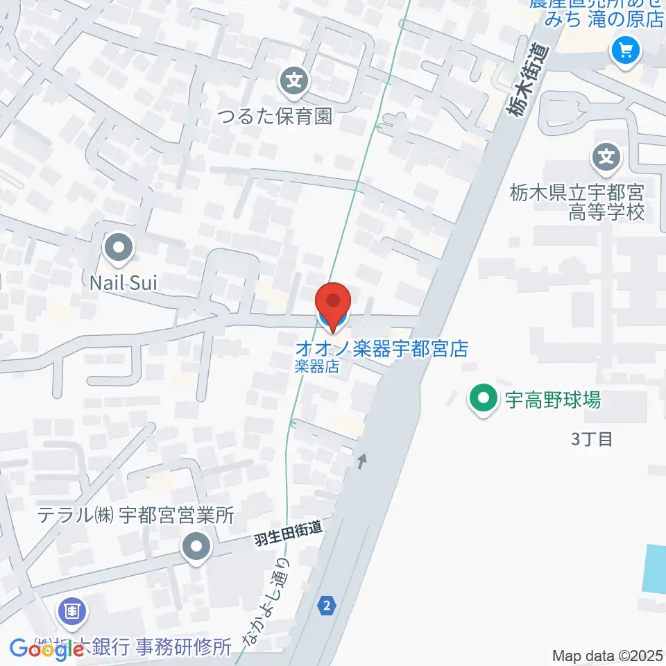 オオノ楽器 宇都宮店周辺のホテル一覧地図