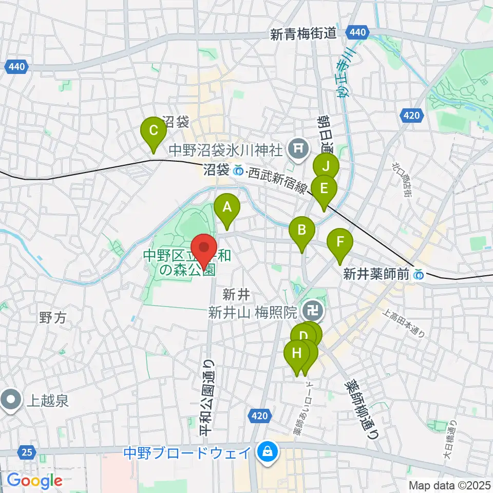 中野区立総合体育館周辺のホテル一覧地図