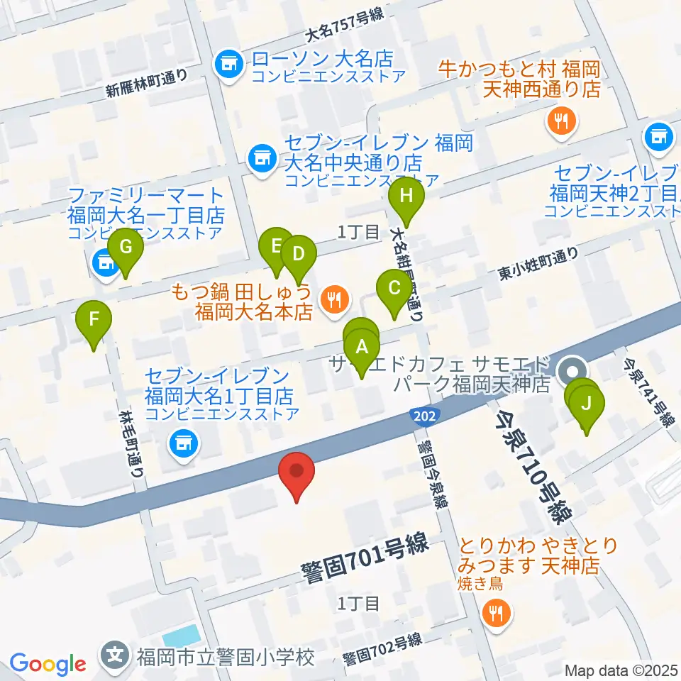 キノシネマ天神周辺のホテル一覧地図