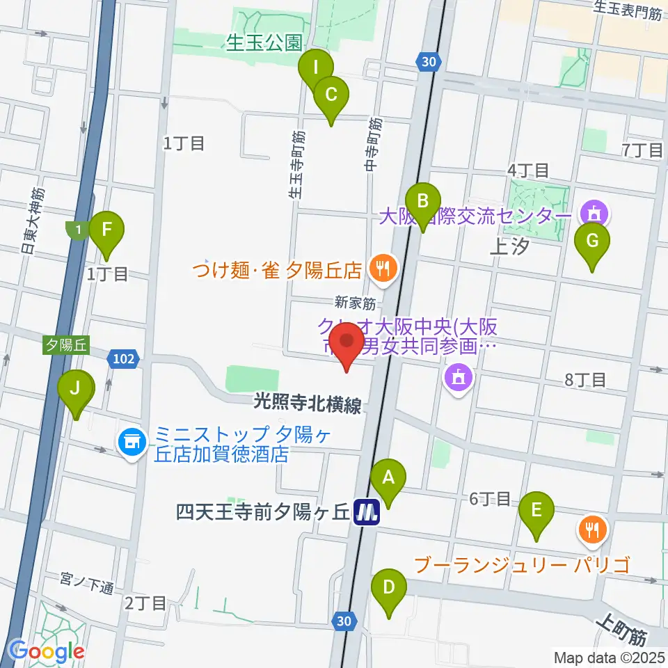 天王寺区民センター周辺のホテル一覧地図
