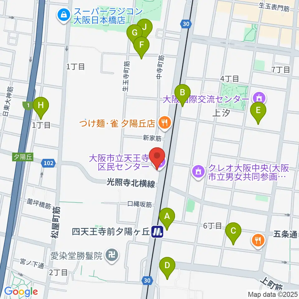 天王寺区民センター周辺のホテル一覧地図