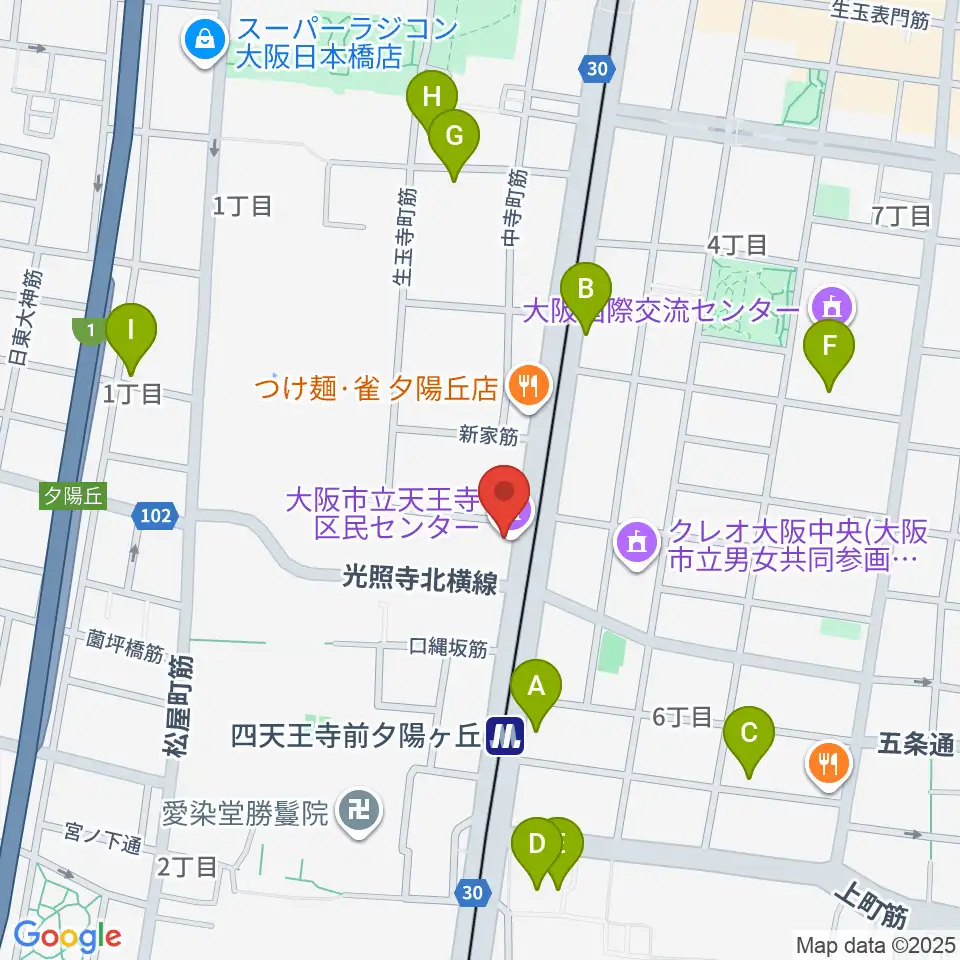 天王寺区民センター周辺のホテル一覧地図