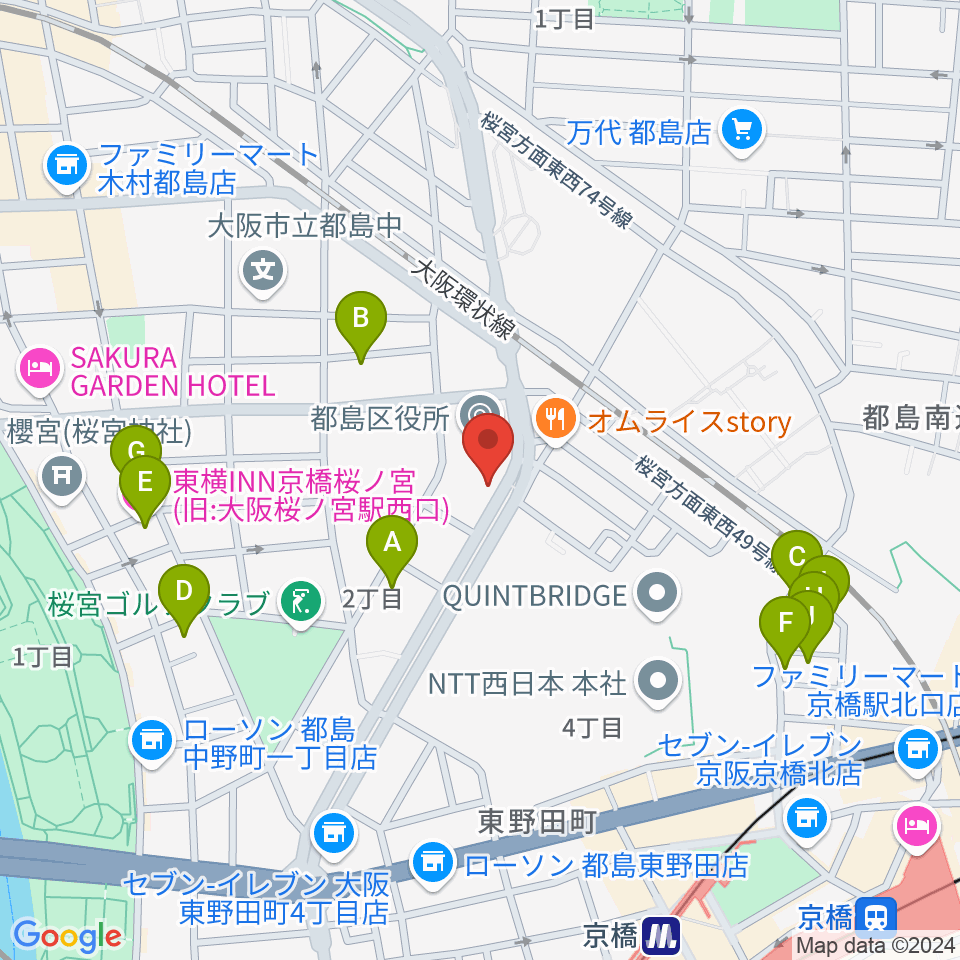 まるよし精肉店 都島区民センター周辺のホテル一覧地図