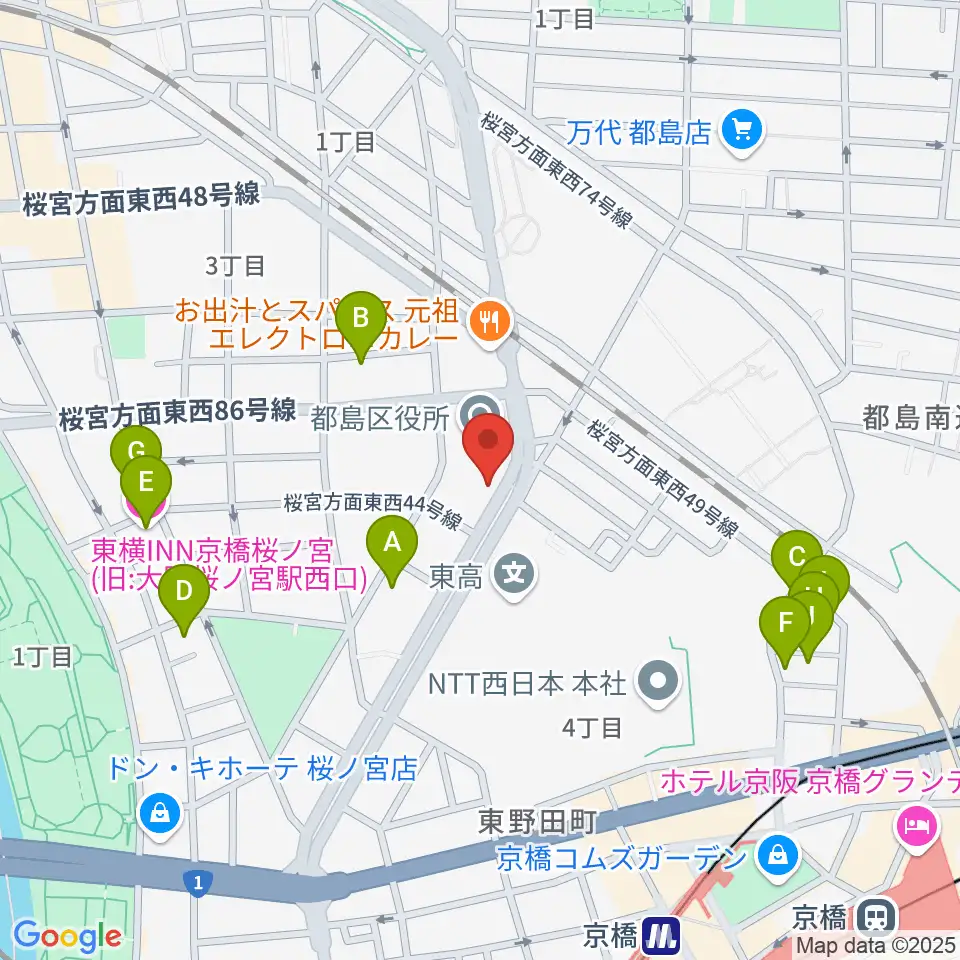 まるよし精肉店 都島区民センター周辺のホテル一覧地図
