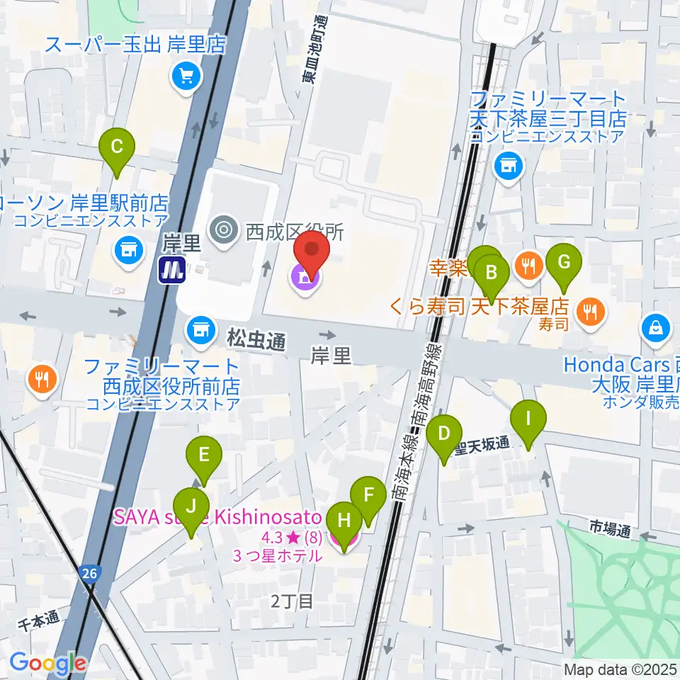 大阪市立西成区民センター周辺のホテル一覧地図