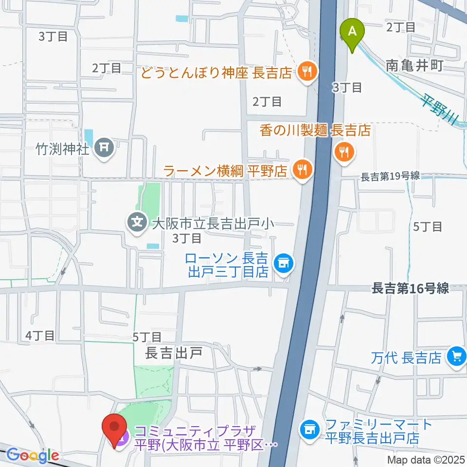 コミュニティプラザ平野(平野区民センター)周辺のホテル一覧地図