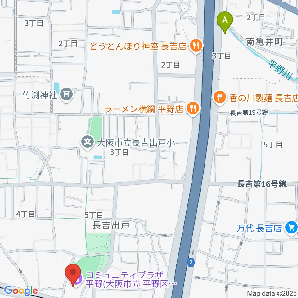 コミュニティプラザ平野周辺のホテル一覧地図
