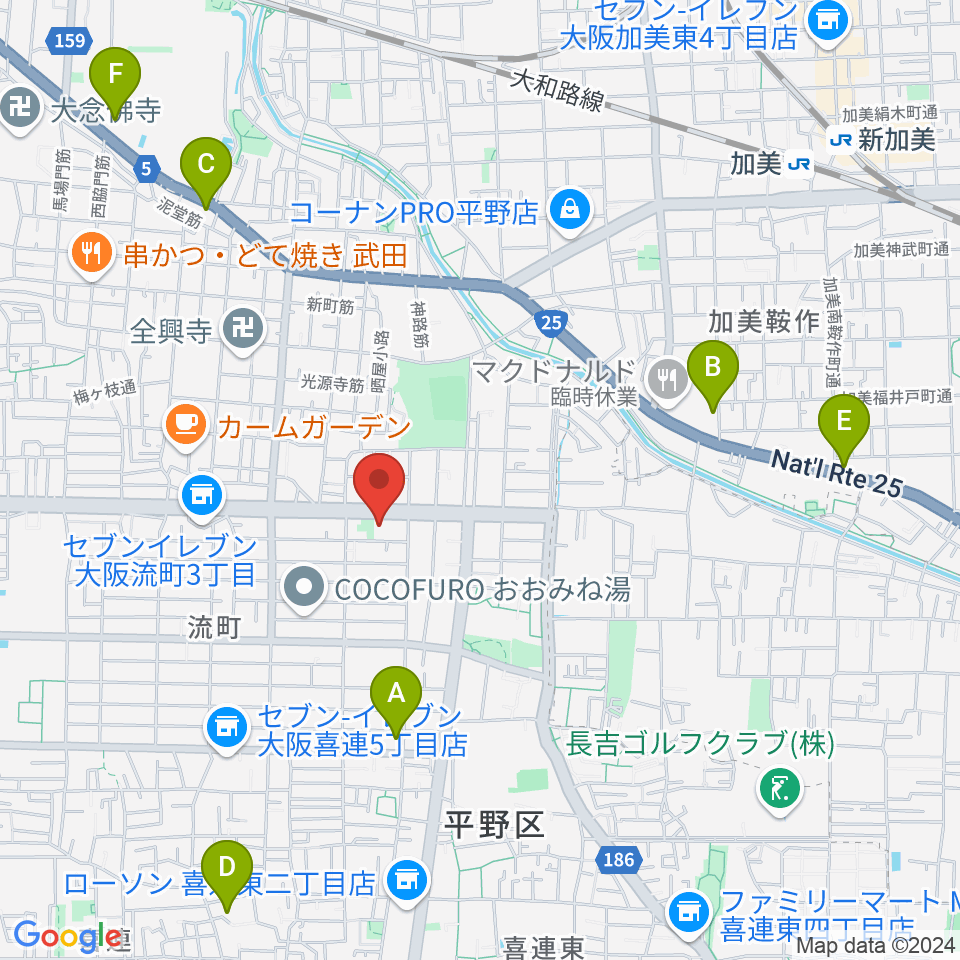 平野区民ホール周辺のホテル一覧地図